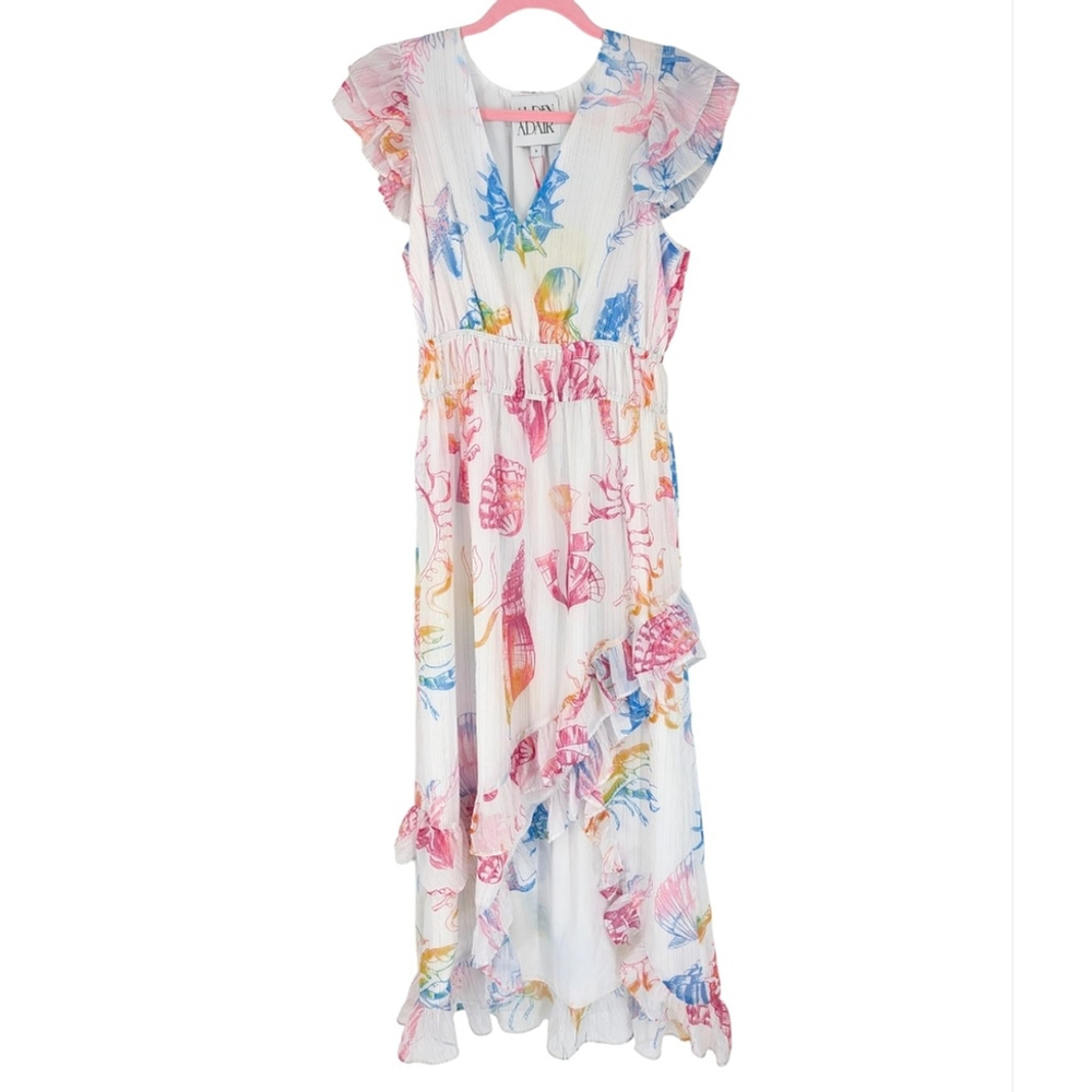 Alden Adair Willow Maxi Dress White Ocean Beach Print $398 Small